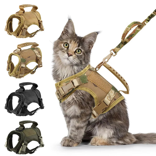 Tactical Cat Harness And Leash Set With Handle For Pets