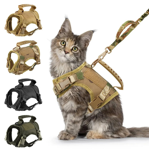 Tactical Cat Harness And Leash Set With Handle For Pets